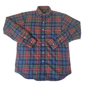 Ralph Lauren Classic Fit Performance Flannel Shirt Tartan Plaid Red Blue Size S